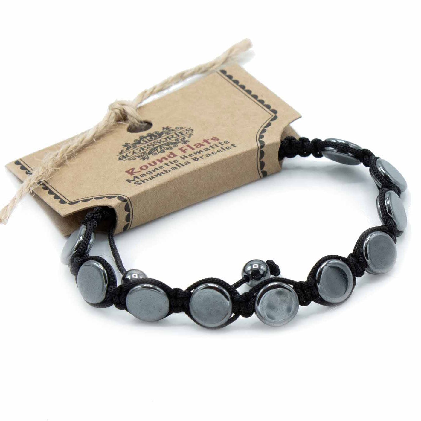 Pulseira Magnética Shamballa de Hematita - Círculos Planos