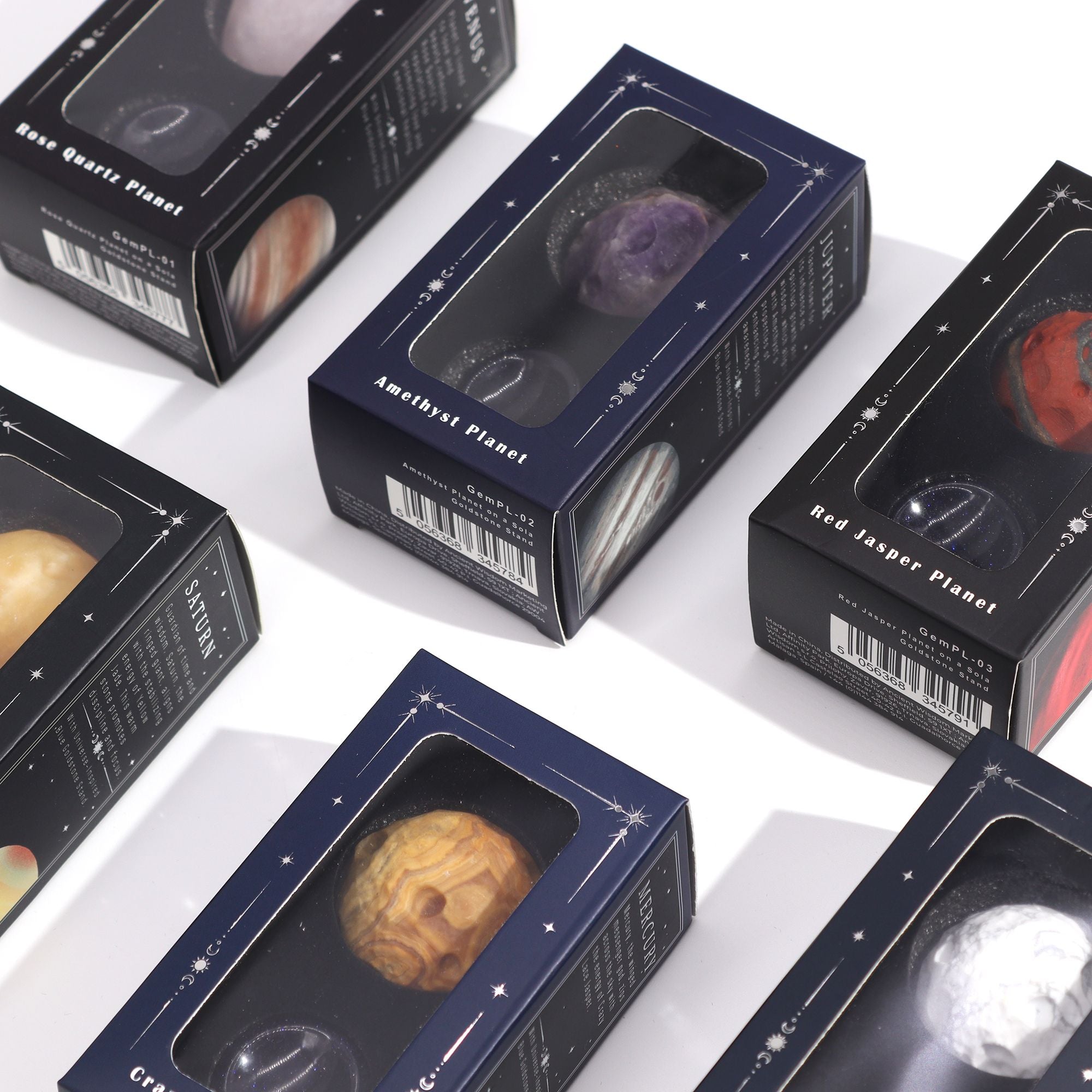 1x Planeta de Howlita Blanca con soporte - LUNA - 40 mm