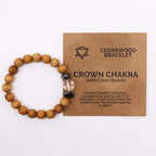 Pulseira de Cedro - Chakra Coronário - Quartzo Claro