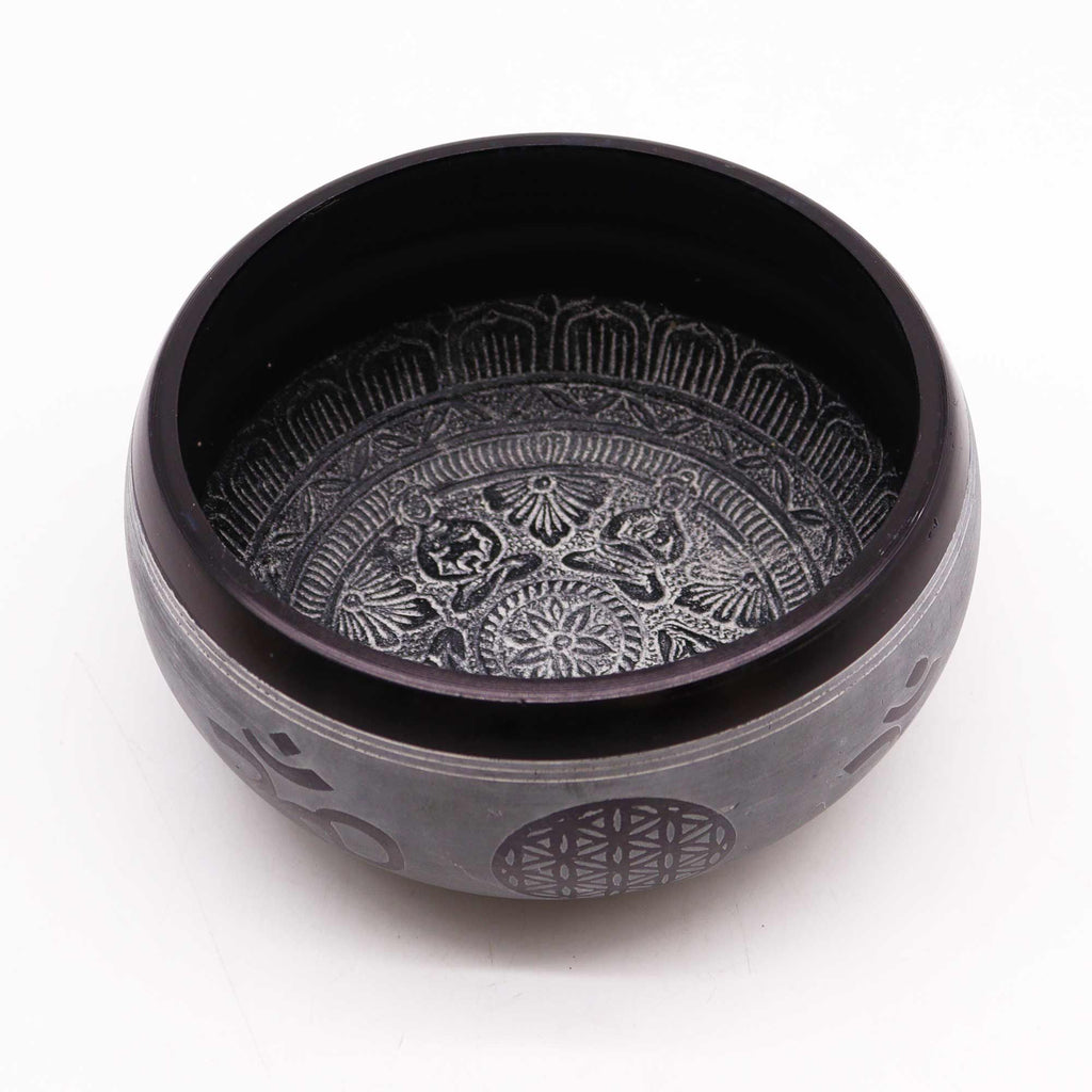 Taça tibetana de pó de terra - Om Five Buddha - 16cm