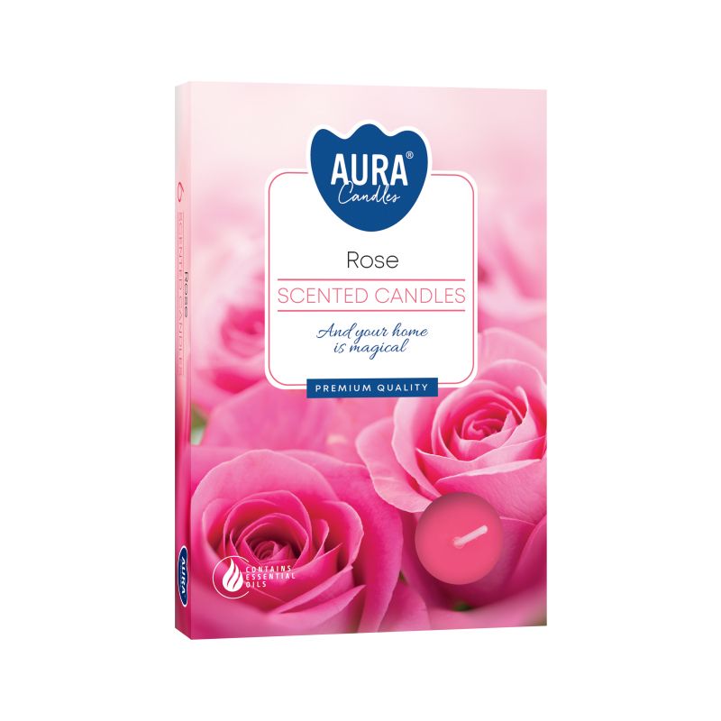 Conjunto de 6 Velas de chá Perfumadas - Rosa