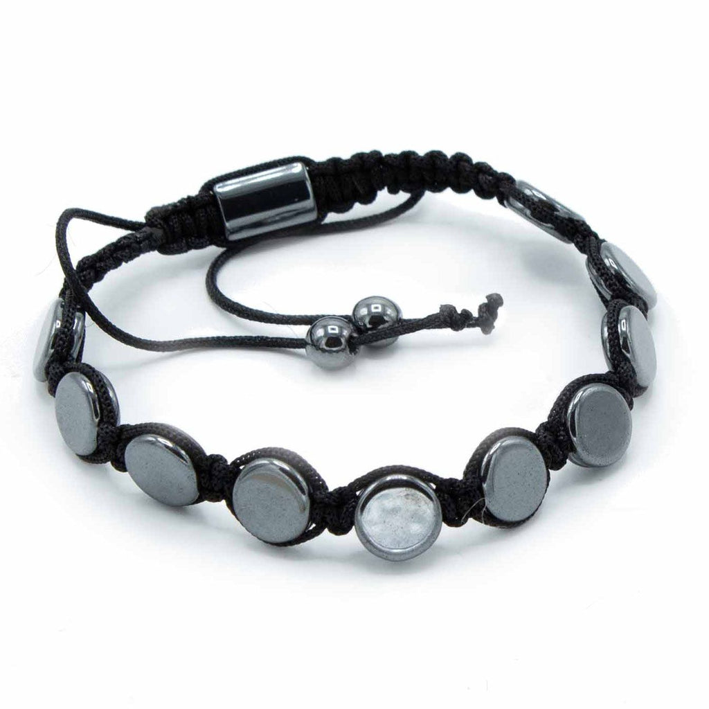 Pulsera Shamballa de hematita magnética - Círculos planos