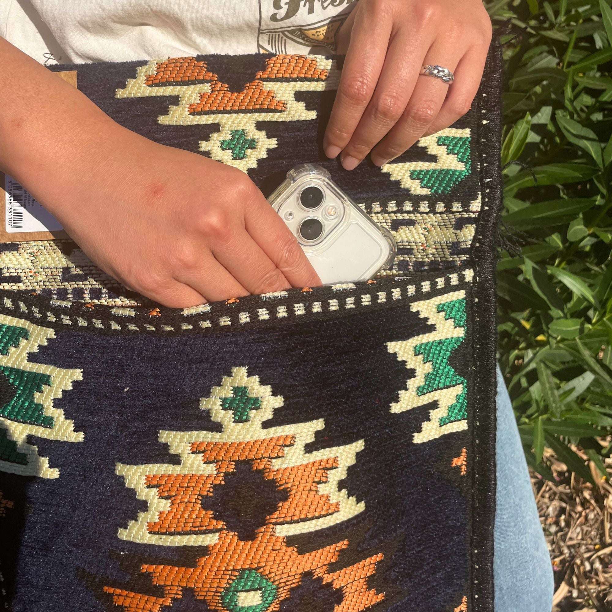 Bolsa bandolera de festival Kilim azul marinho escuro