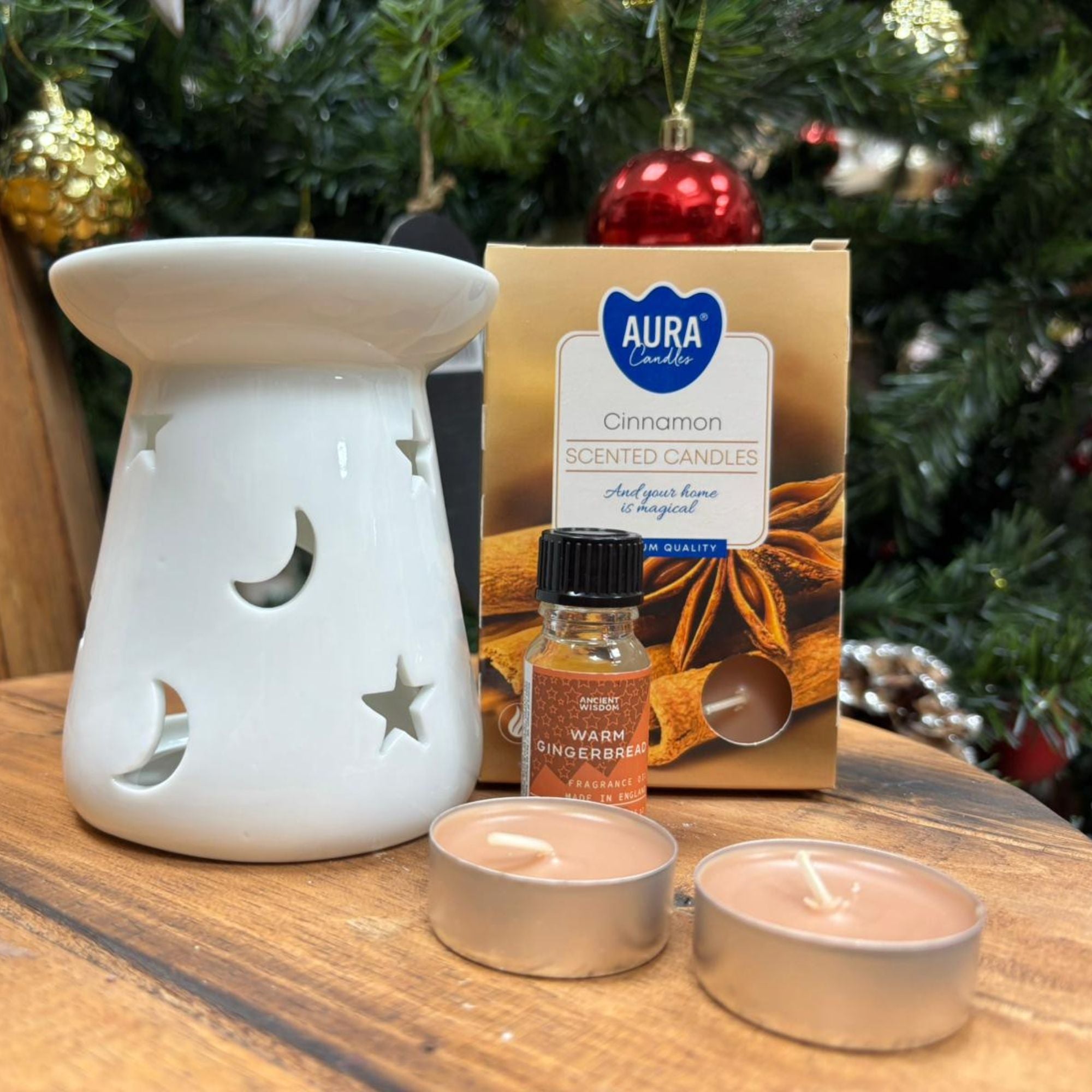 Pack Essência & Luz - difusor de aroma + óleo perfumado + velas aromáticas