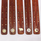 Porta Incenso incrustações em latão - Madeira de manga