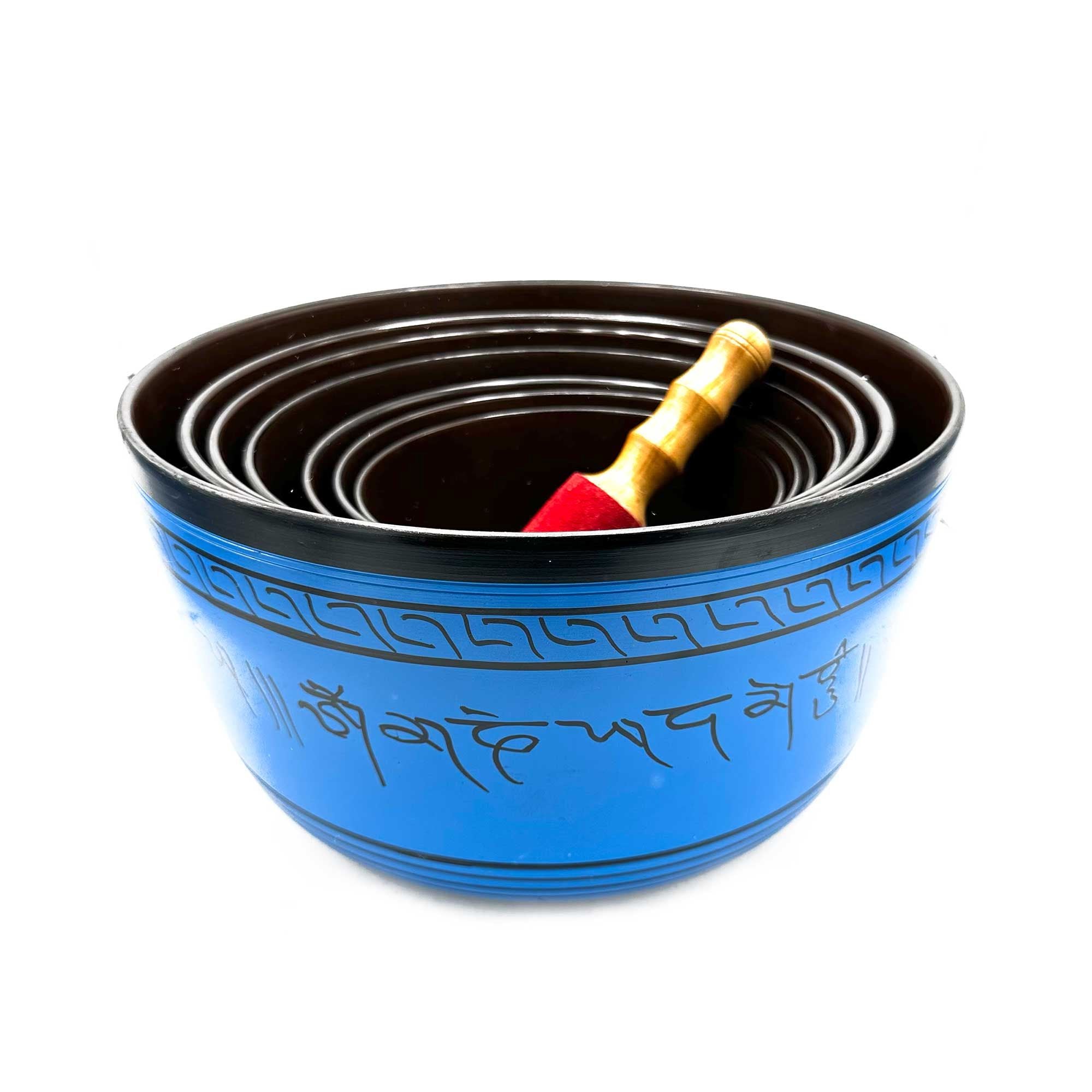 Conjunto de sete taças tibetanas pequenas para chakras (14-22cm)