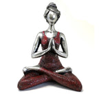 Figura Feminina Yoga - Prateado e Bordô 24 cm