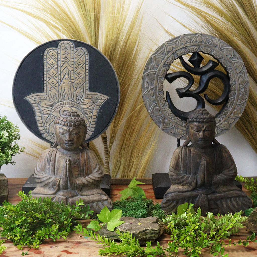 Conjunto Buda Feng Shui - Om - Cinza e Preto