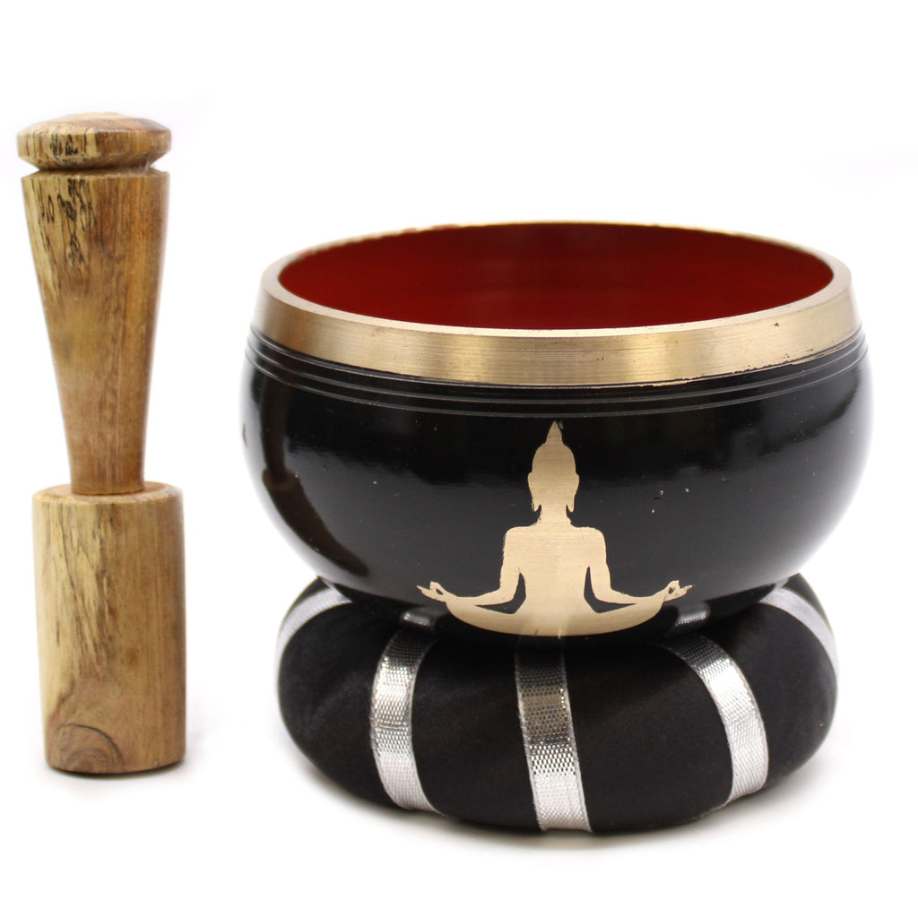 Conjunto de Taças Tibetanas - Buda - Preto/Laranja 10,7cm
