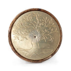 Porta incenso dourado sobre madeira de manga - Árvore da Vida