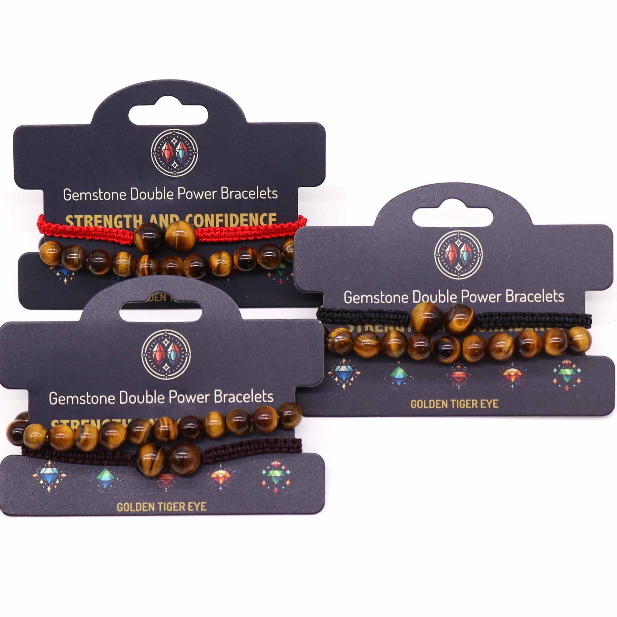 Pulseiras de Duplo Poder com Pedras Preciosas - Olho de Tigre