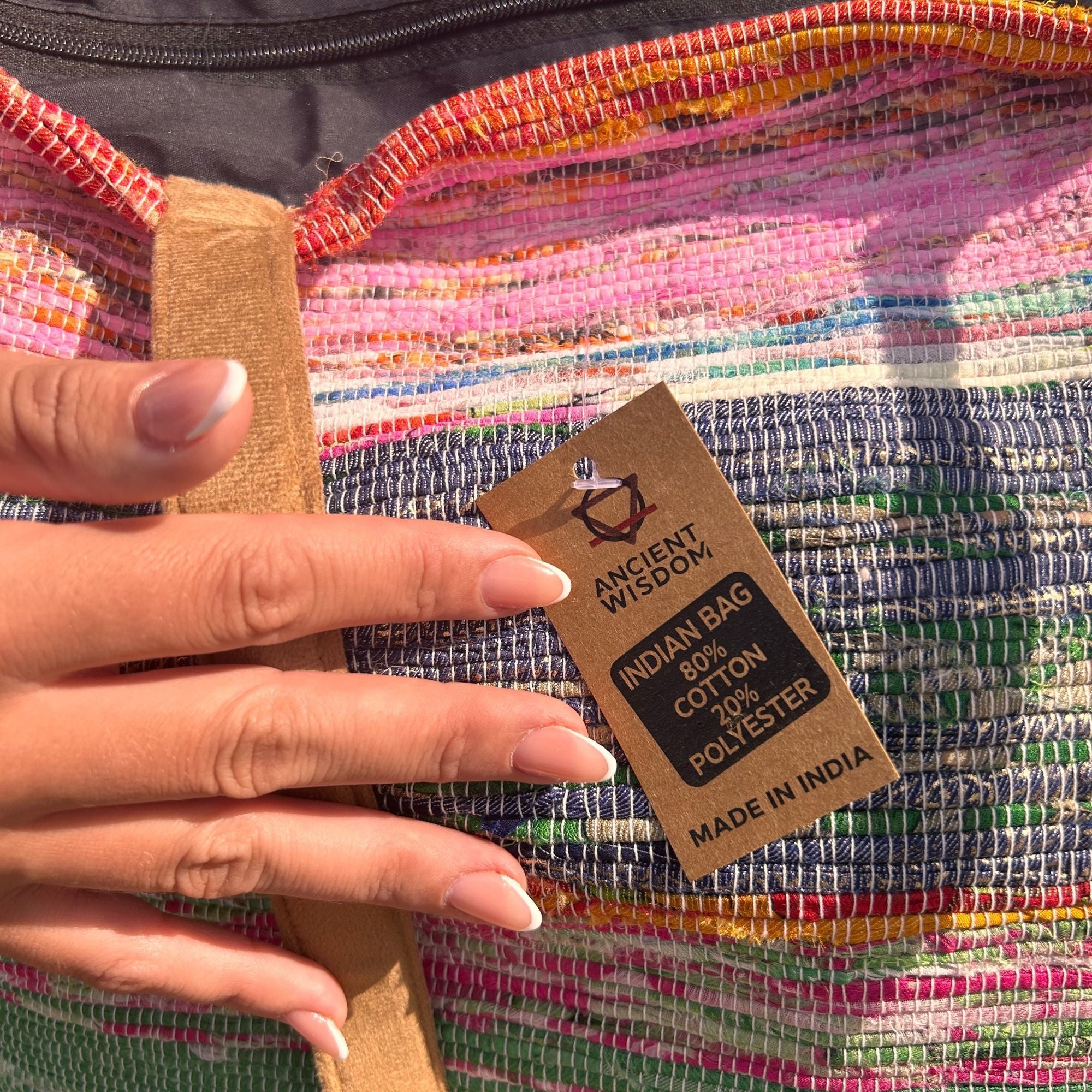 Bolsa Grande de Tapetes Reciclados - Tons Rosa