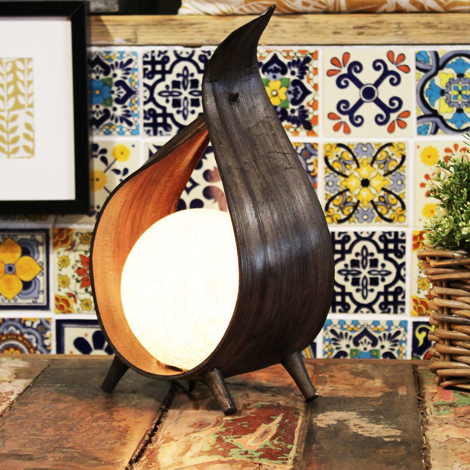 Lâmpada de Coco Natural - Envoltório Torcido Chocolate