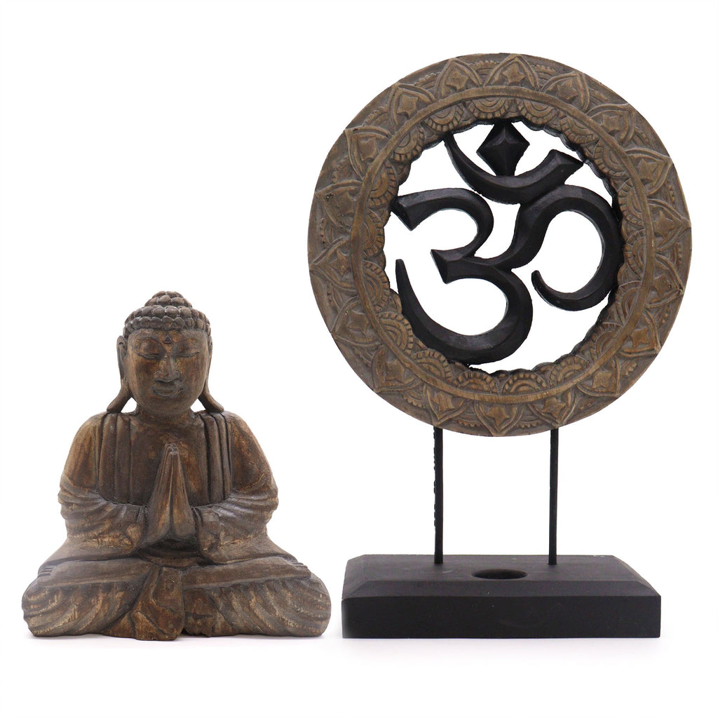 Feng Shui Buddha Set - Om - Gray and Black