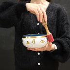 Conjunto de Taças Tibetanas Grande - Yin & Yang - Branco/Roxo 14cm