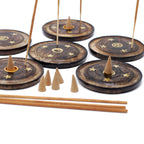 Porta incenso em disco de 10cm - Madeira de manga (Cones e Varetas)