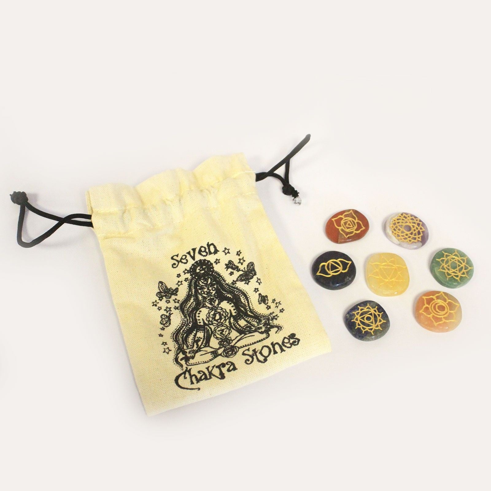 Conjunto de Pedras Pequenas dos Chakras (Forma Arredondada)