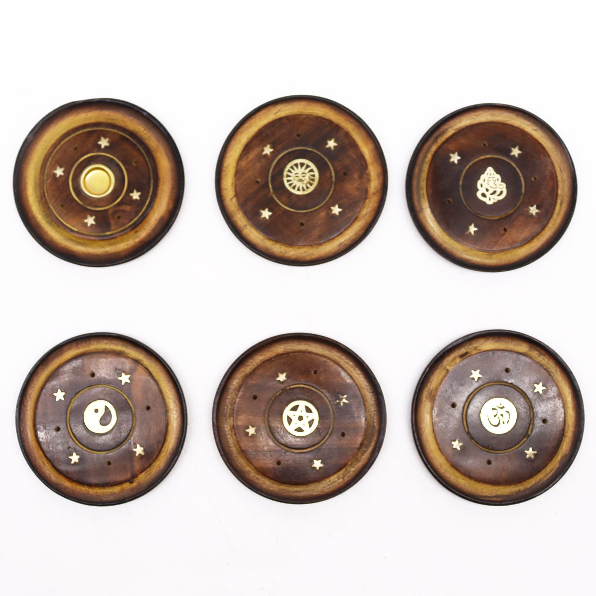 Porta incenso em disco de 10cm - Madeira de manga (Cones e Varetas)